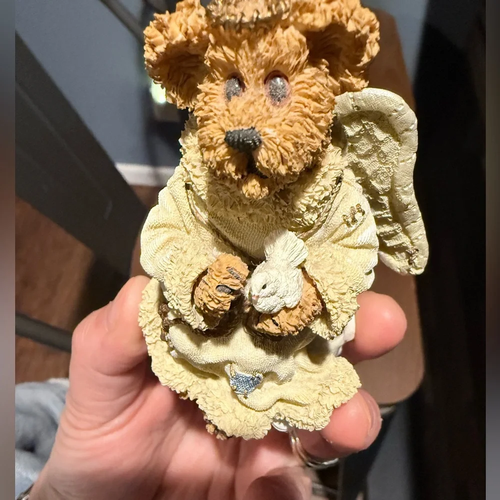 Vintage Cherished Bear Angel Figurine - Yellow
